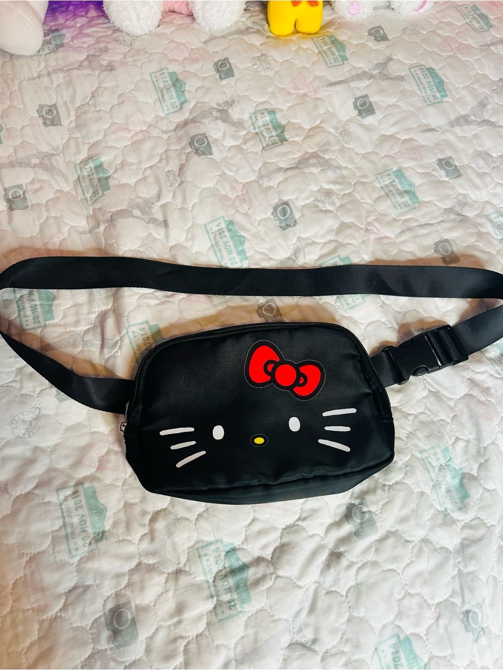 Hello Kitty-Inspired Black Belt Bag with Red Bow